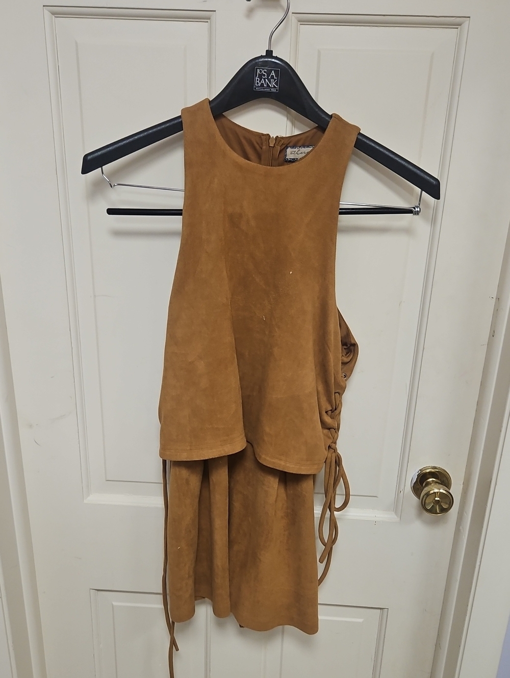 Etheral Suede Lace-Up Mini Jump Suit Cowgirl Western Style
